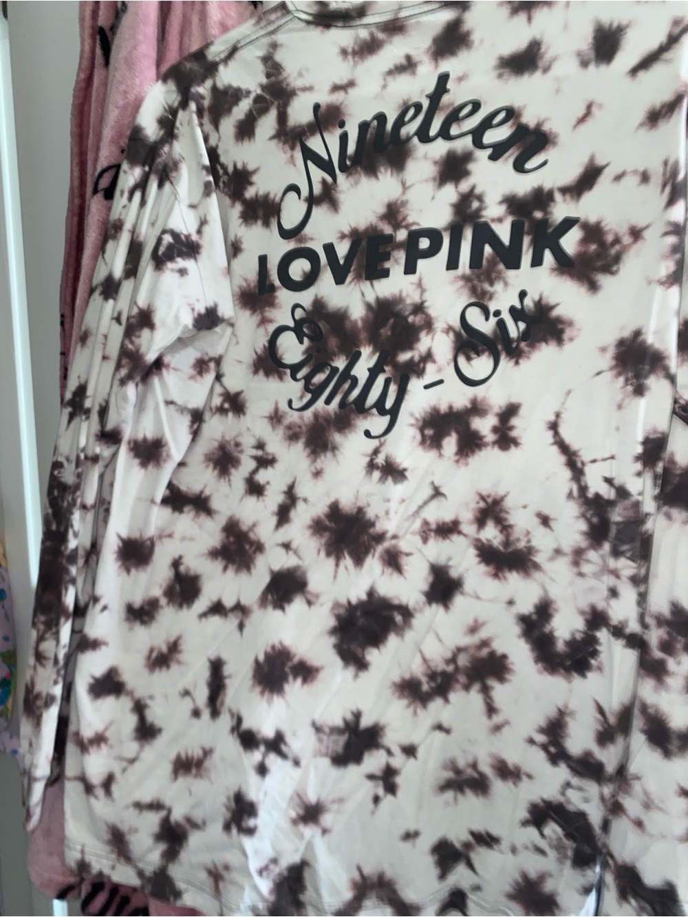 PINK Victoria's Secret Pink and Brown Tie-Dye Long Sleeve Tee